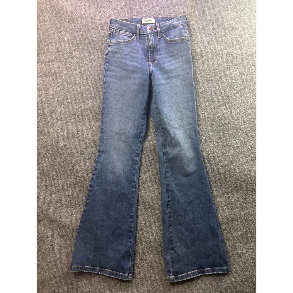 Wrangler Bespoke Flare Jeans Women 25 Blue High Rise Denim Pants
